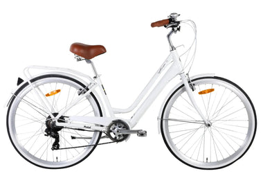 Pedal Uptown SL Electric Vintage Cruiser Bike 7-Speed Pearl White