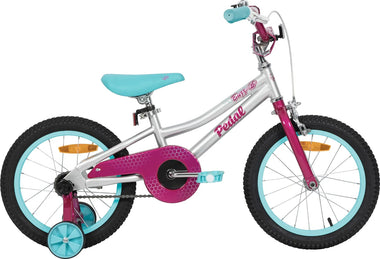 Pedal Buzz 16" Steel Kids Bike Silver/Pink/Blue