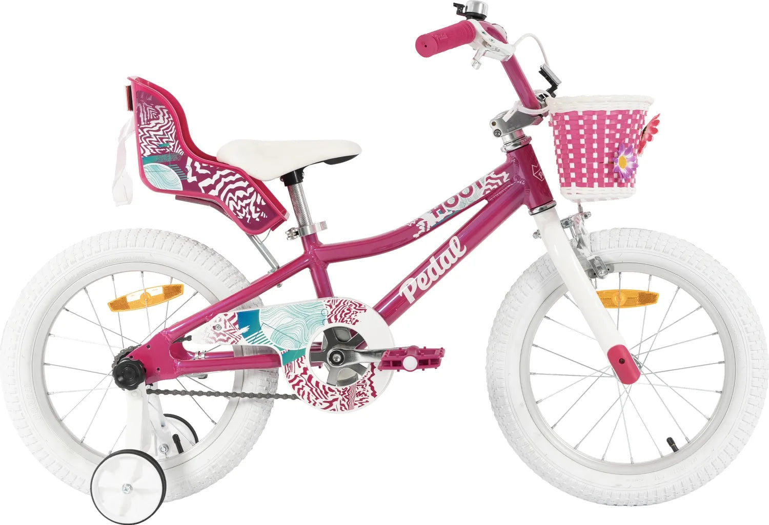 Pedal Hoot 16 Alloy Kids Bike Pink White Pedal Bikes