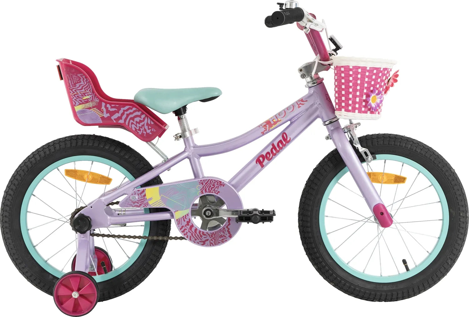Pedal Hoot 16 Alloy Kids Bike Lilac Black Pedal Bikes